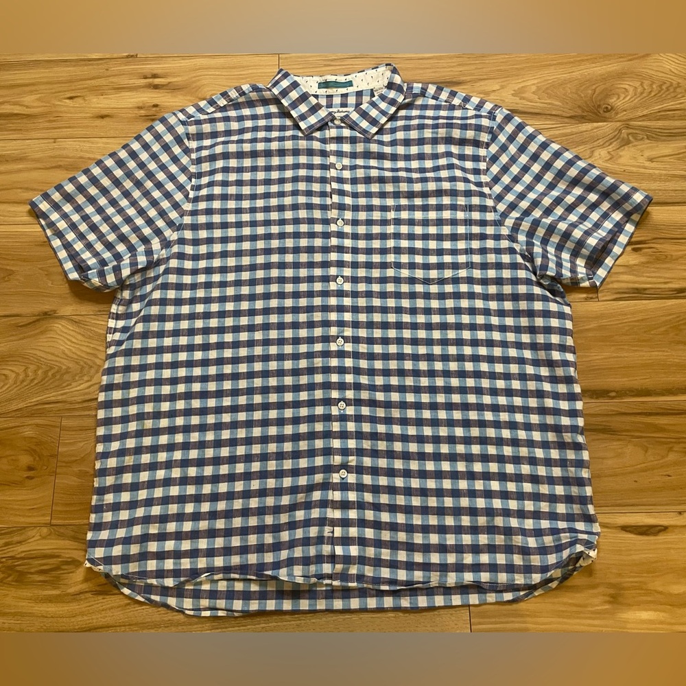 Tommy Bahama Blue and White Checkered Men's Shirt